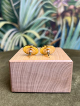 Repurposed CC Button Earrings Red/Gold