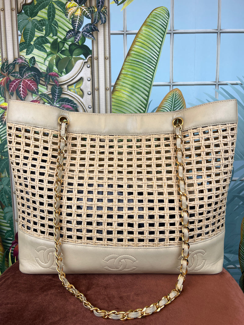 Chanel beige shopping tote