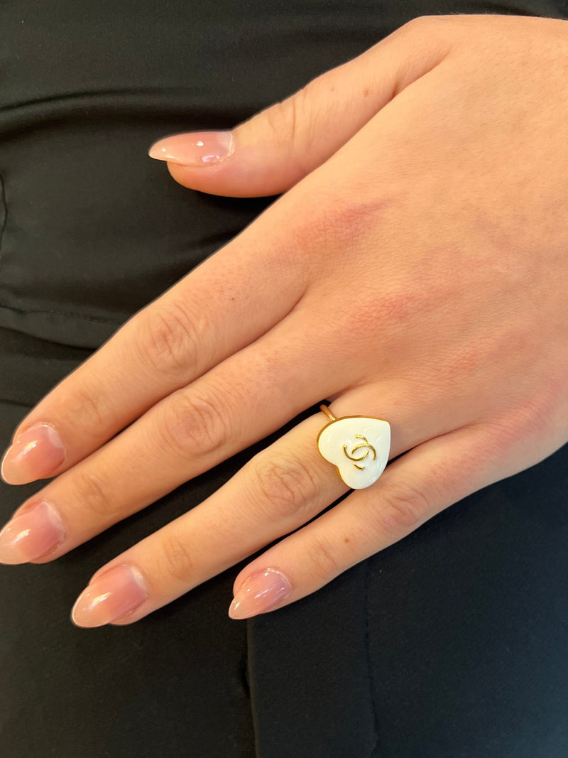 Repurposed CC Heart Ring White/Gold
