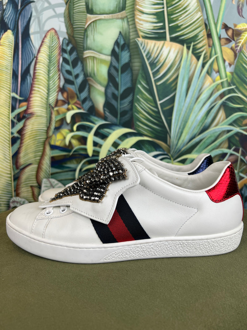 Athletic Shoes Gucci Ace Bow Sneakers Gucci White Leather Ace