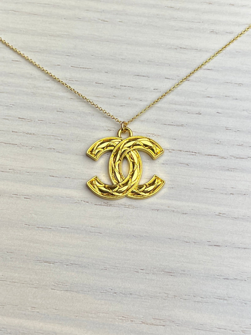 Repurposed Big CC Necklace Gold