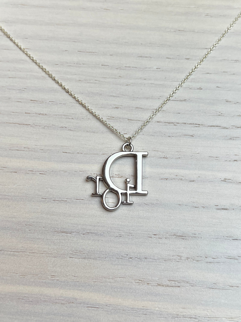 Repurposed Dior Logo Necklace Silver