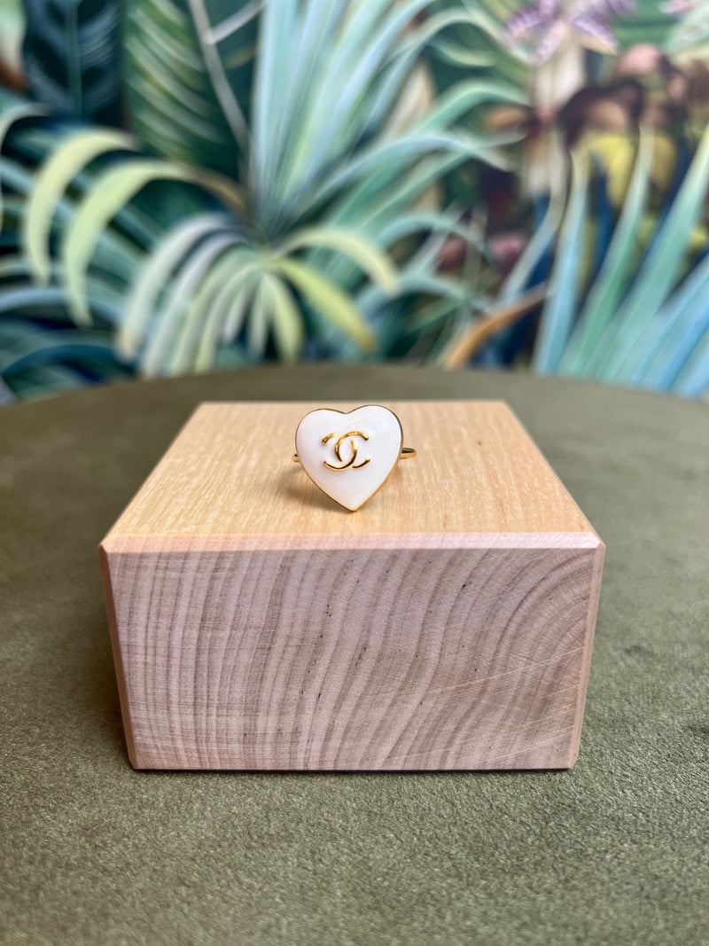 Repurposed CC Heart Ring White/Gold