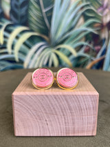 Repurposed CC Button Earrings pink/ Gold