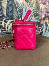 Chanel Vanity bag mini raspberry red