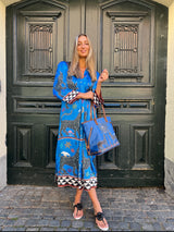 Ortigia Silk Blue Mosaic Kaftan