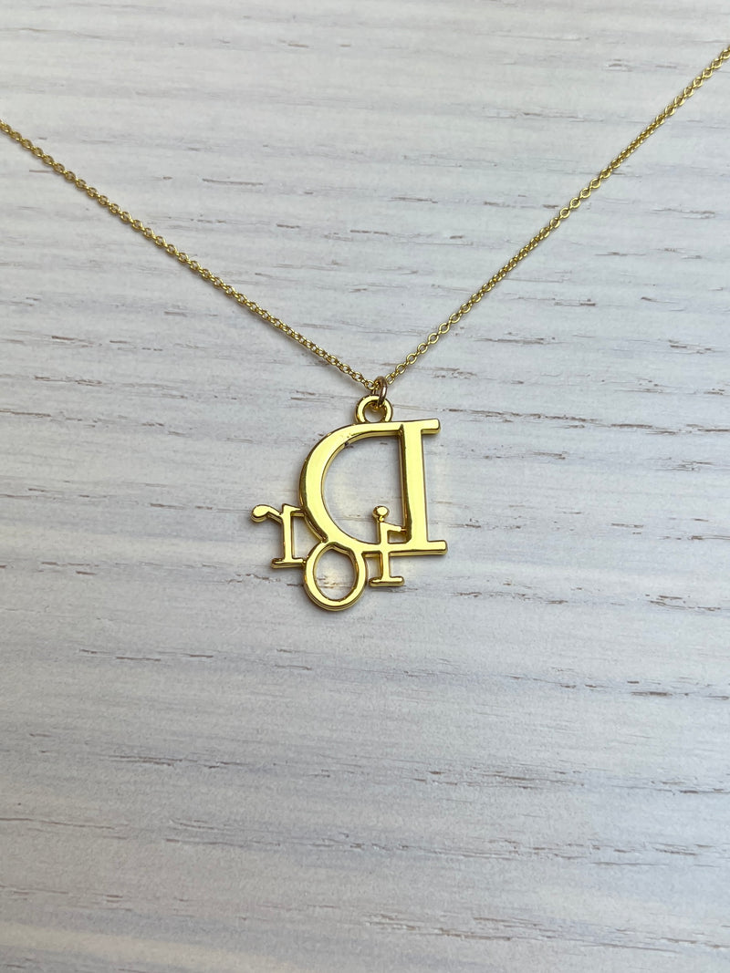 Repurposed Dior Logo Necklace Gold