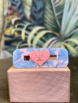 Repurposed Hairclip LV pink/blue