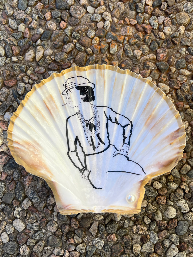 Large hand painted shells Coco Chanel