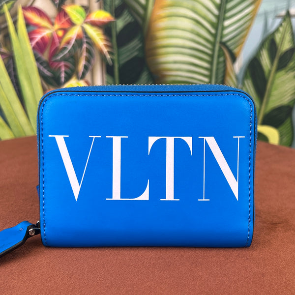 小物 VALENTINO VLTN Neck Wallet Blue Valentino Blue Valentino Garavani VLTN Neck Wallet Valentino