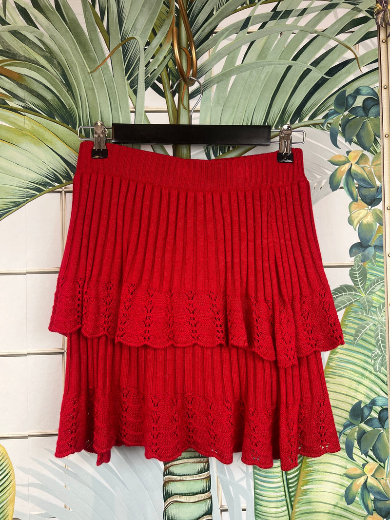 Virgina ajore knit mini skirt red