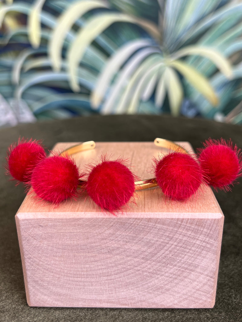 POM POM Bracelet red