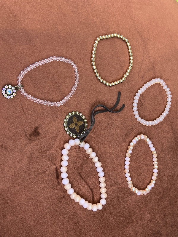 Repurposed pearl Bracelets pink