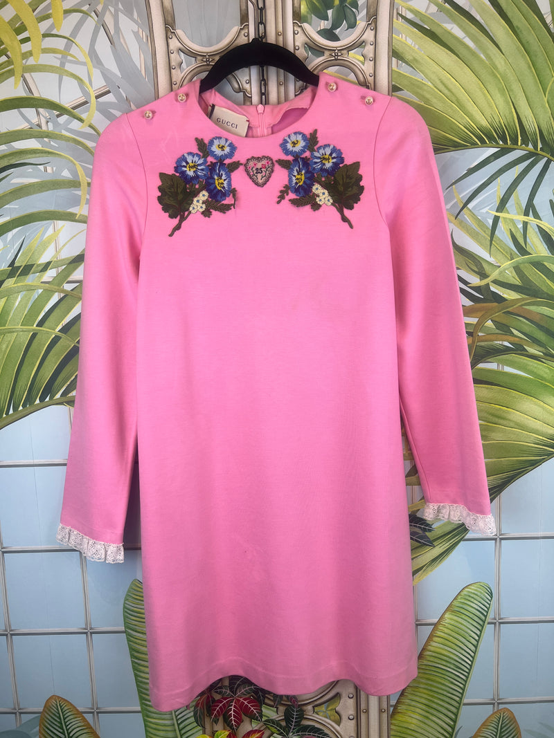 cute gucci dress GUCCI Printed Silk Dress, Size 44 IT, Black