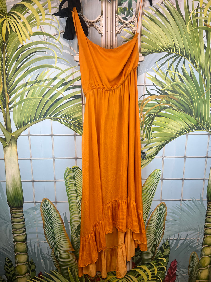 orange maje dress Tailored openwork dress Yellow / Orange For Women