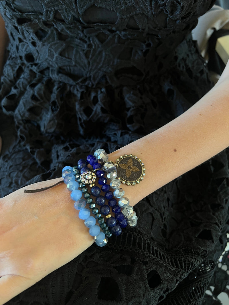Repurposed pearl Bracelets Blue