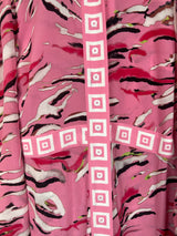 ABUNDANT Pink SILK MAXI SHIRT DRESS CHARTREUSE