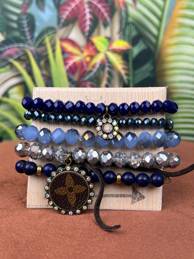 Repurposed pearl Bracelets Blue