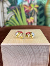 Repurposed LV pearl earrings red