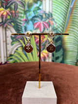 Repurposed LV pearl earrings brown
