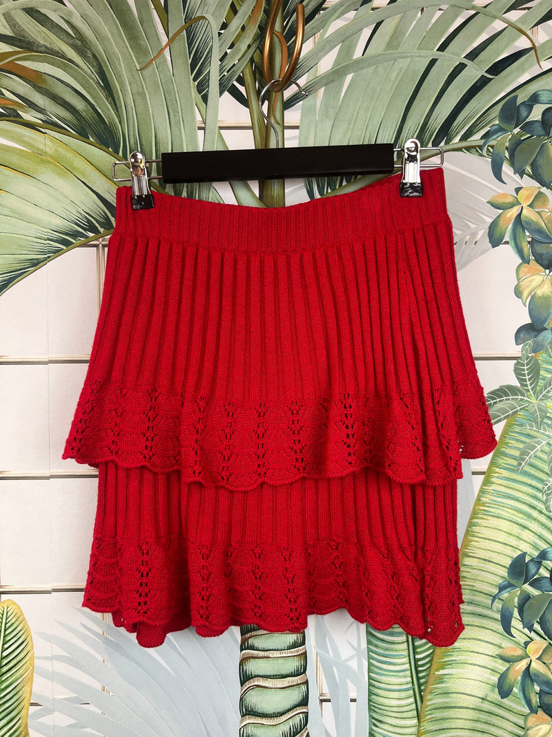 Virgina ajore knit mini skirt red